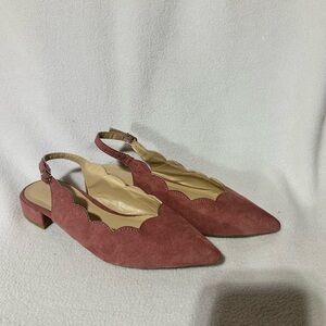 Mauve Pink Scalloped Slingback Heels